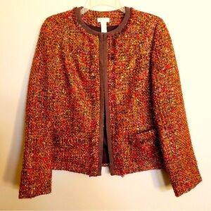 Chanel style classic Tweed Jacket sz L